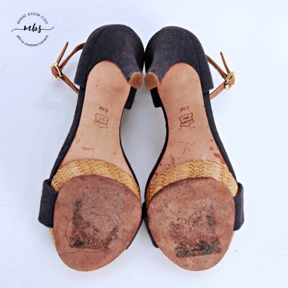 Tory Burch Amina Ankle Strap Platform Heeled Sandals Navy Tab Women 6 - Picture 12 of 13